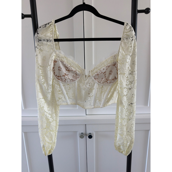 V. Chapman Tops - V. Chapman Lace Corset Longsleeve Top in Yellow